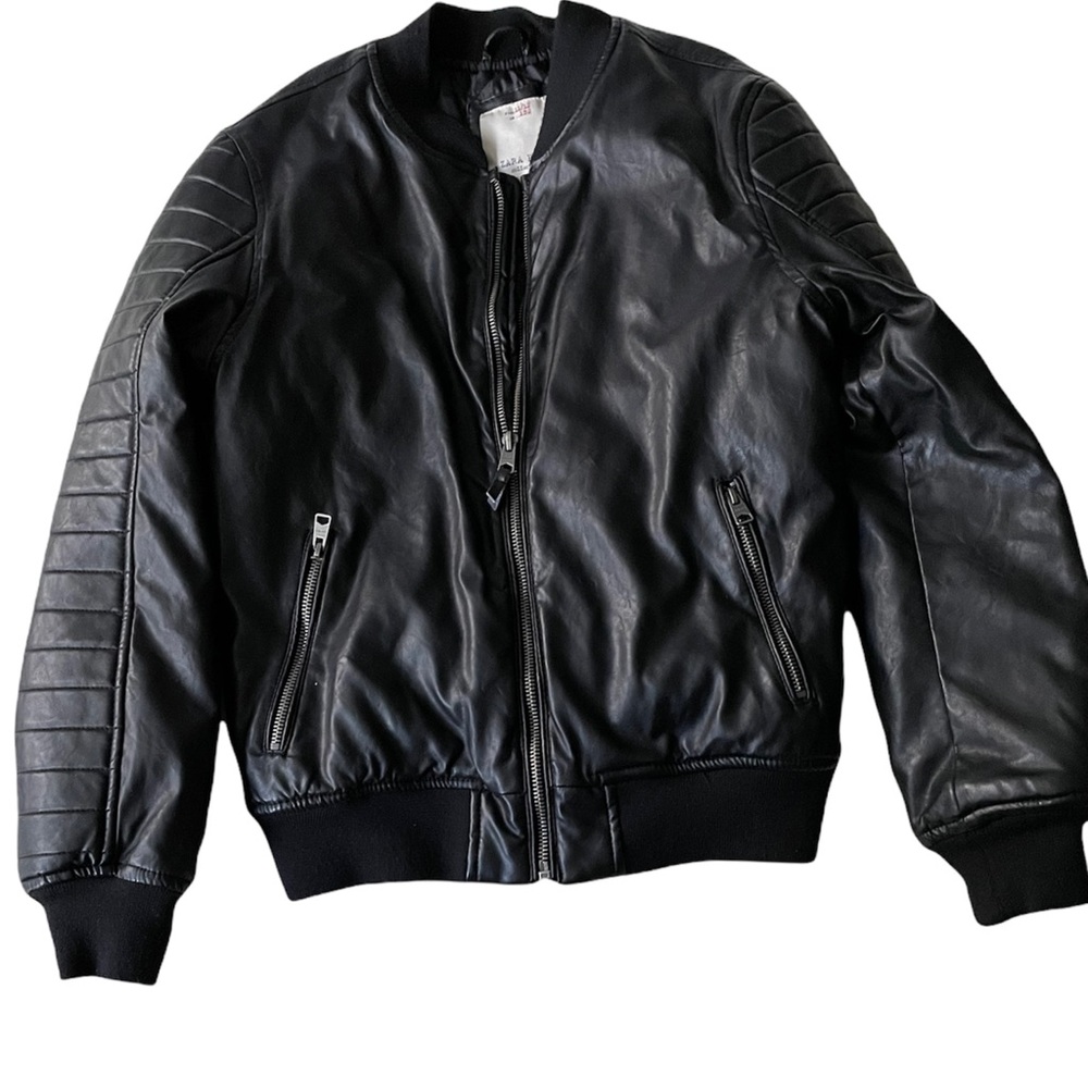 ZARA faux leather bomber jacket - black - for boys